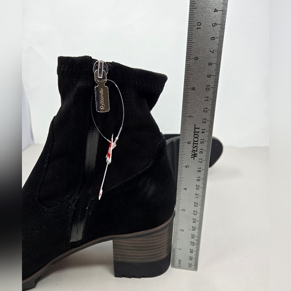 Blondo Waterproof Soft Leather Ankle Boot Sz 10M Rosalyn Black Suede Block Heel - Picture 9 of 11